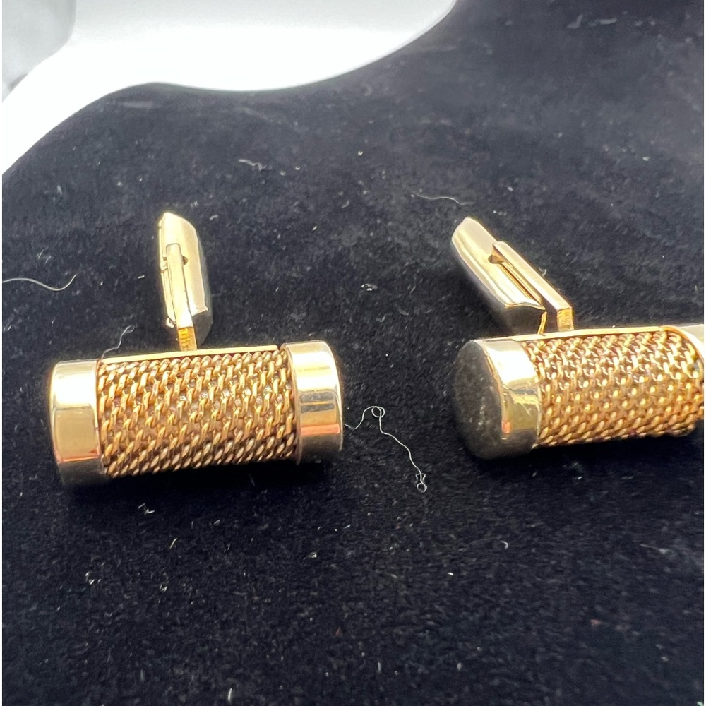 Swank Gold Tone Mesh Scroll Cufflinks - image 2